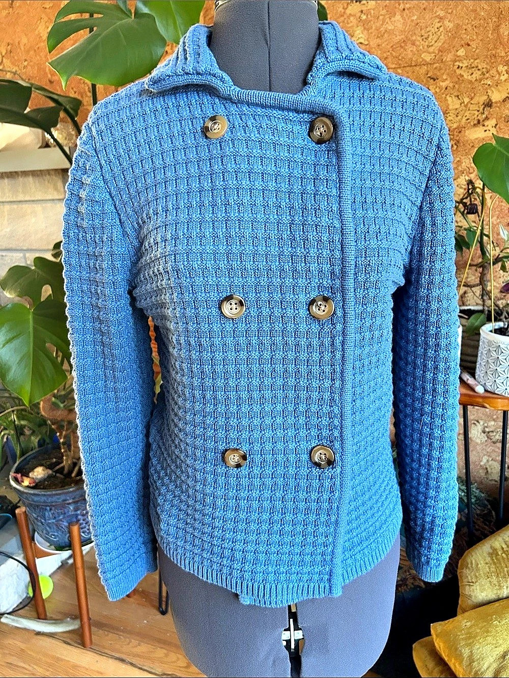 NWOTAGS Ann Taylor Blue Chunky Waffle Knit Double-Breasted Sweater ✨Beautiful ✨